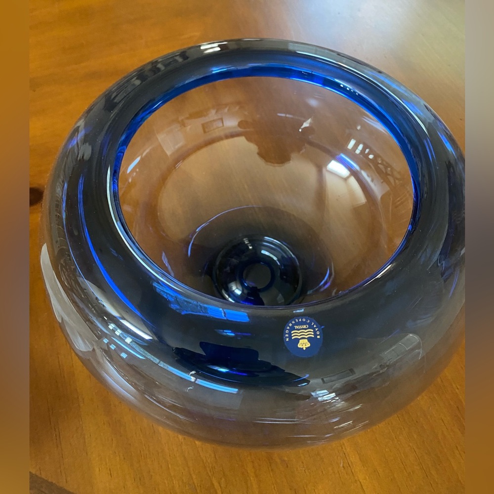 Per Lütken Mid-Century Holmegaard Blue Glass Bowl for Royal Copenhagen Murano - Picture 5 of 9